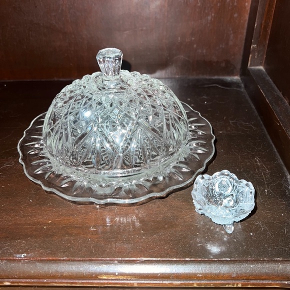 Indiana Glass Other - Vintage Indiana Pressed Glass Butter Dish/ Tray W/ Tiny Salt Cellar (optional)